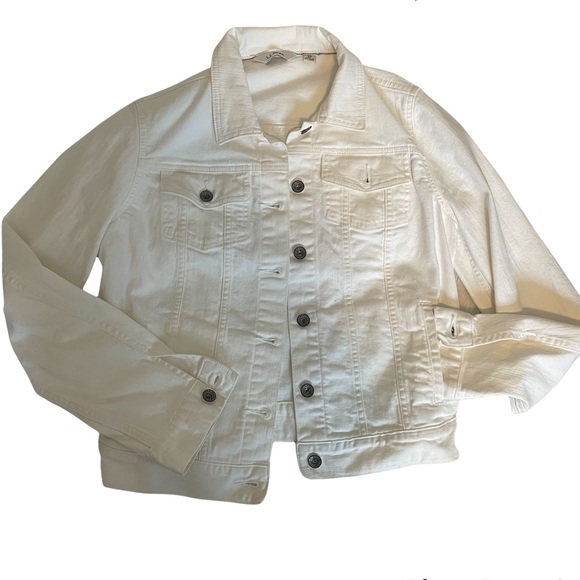L.L. Bean White Jean Jacket - Picture 1 of 7